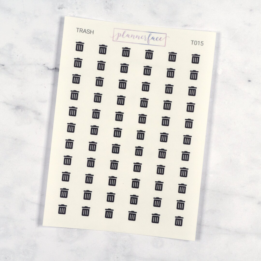 Trash Mini Icon Transparent Stickers | 66 Clear Planner Stickers ...