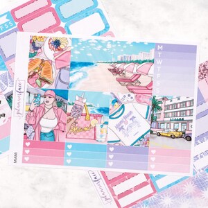 Mini kit settimanale Miami/adesivi per pianificatori verticali, set completo di 3+ pagine decorative e funzionali per la pianificazione o il mantenimento della memoria