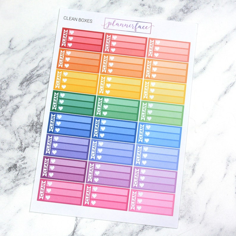 Clean Boxes Multicolour Rainbow Functional Stickers for Vertical Planners M029 image 1