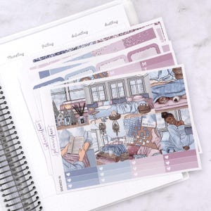 Kit d'autocollants hebdomadaires Neigeux pour aménagement vertical (7 x 9, B6 A5) | Plus de 6 pages d'autocollants fonctionnels et décoratifs pour agenda, pour garder la mémoire