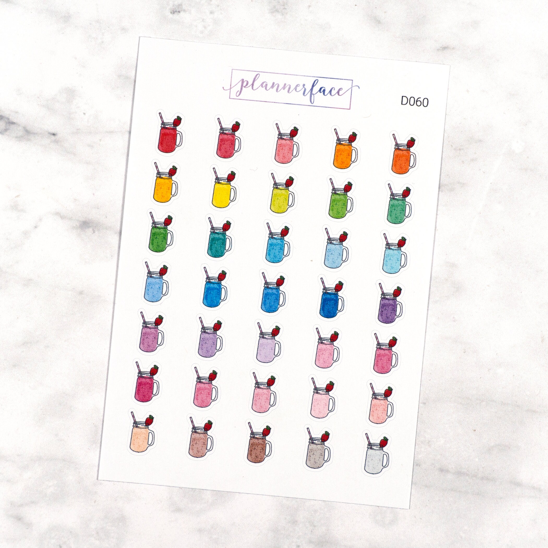 Fruit Smoothie Planner Stickers | Mini Doodle Icons (35 Stickers Per Sheet) Cute & Colourful