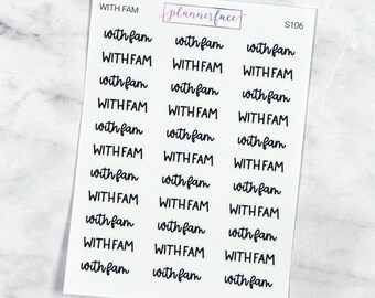 With Fam Scripts | Lettering Planner Stickers, Planning Scripts, Mixed Hand Lettered Fonts in Black (S106)