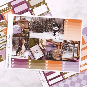 Frozen Comforts mini-weekpakket | Winterstickers voor verticale planners, decoratieve en functionele set van 4 pagina's voor planning of het bewaren van herinneringen