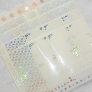 Floral Planer Sticker Set in Holofolie (5 Bögen, 180+ Sticker) Frühling, Blumen