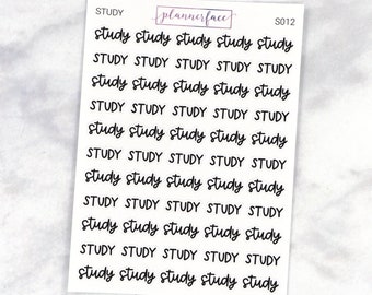 Adesivi per pianificatore di studio / Lettering, Planning Scripts, caratteri misti scritti a mano in nero (S012)
