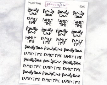Family Time Scripts | Lettering Planner Stickers, Planning Scripts, Mixed Hand Lettered Fonts in Black (S002)