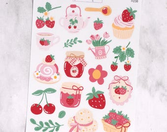Berry Sweet Journaling Stickers: Strawberry Scrapbook Decoration