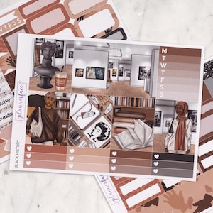 Kit settimanale mini storia nera / adesivi di settembre per pianificatori verticali, set decorativo e funzionale da 4 pagine per la pianificazione o la conservazione dei ricordi
