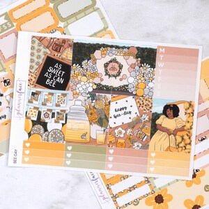 Kit settimanale Bee-Day Mini / Adesivi Anytime per pianificatori verticali, set decorativo e funzionale da 4 pagine per diari di pianificazione o di conservazione dei ricordi