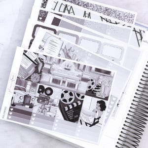 Kit d'autocollants hebdomadaires Hollywood pour aménagement vertical (7 x 9, B6 A5) | Plus de 6 pages d'autocollants fonctionnels et décoratifs pour agenda, pour garder la mémoire