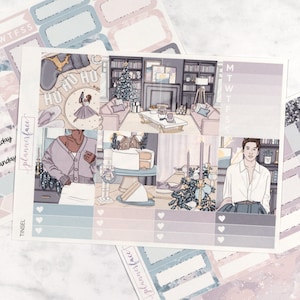 Kit adesivi Tinsel Christmas Modern Aesthetic Planner per pianificatori verticali da 1,5 pollici (B6, A6) Adesivi funzionali e decorativi inclusi MINI
