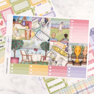 Kit de adesivos para planejador do Tennis Champions Sport Anytime para planejadores verticais de 1,5 polegadas (B6, A6) Adesivos funcionais e decorativos incluídos - MINI
