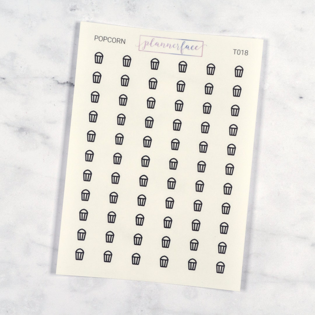 Popcorn Mini Icon Transparent Stickers | 66 Clear Planner Stickers ...