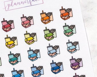 Nugget Meal Planner Stickers | Laundry Mini Doodle Icons (35 Stickers Per Sheet) Cute & Colourful