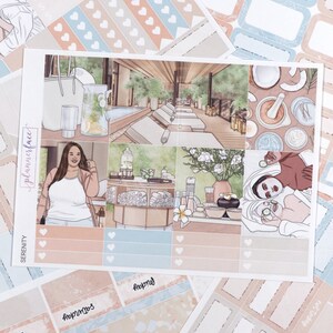 Kit semanal de pegatinas Serenity Spa Self Care Planner para planificadores verticales de 1,5 pulgadas (7x9, B6, A5) Pegatinas funcionales y decorativas incluidas SVK
