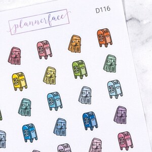 Adesivi per agenda post-corsa/invio della posta, mini icone doodle per piccole imprese (35 adesivi per foglio) carini e colorati