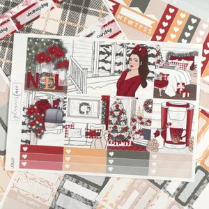 Kit hebdomadaire d'autocollants pour agenda de Noël Jolly Christmas pour agendas verticaux de 1,5 pouce (7 x 9, B6, A5) Autocollants fonctionnels et décoratifs inclus - SVK