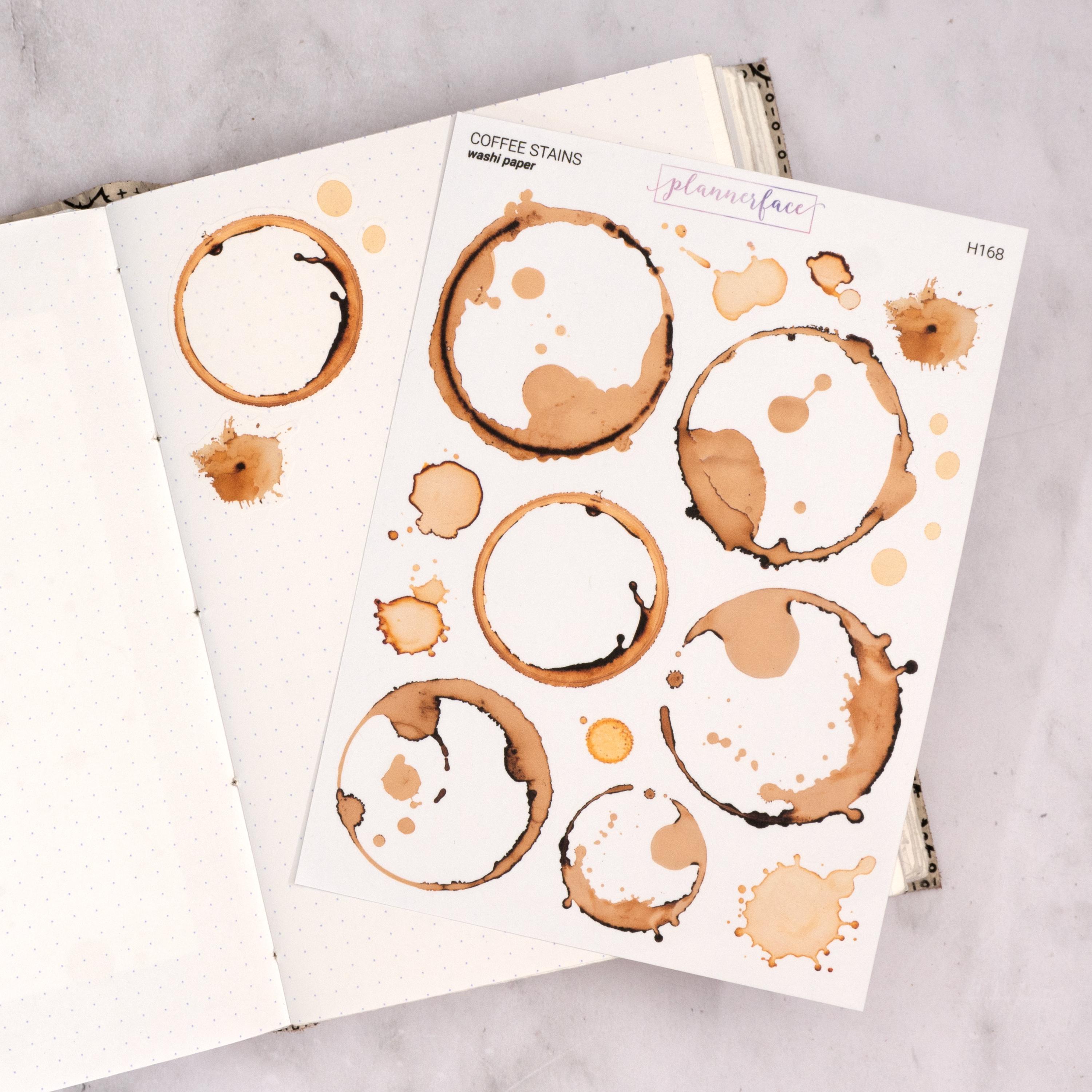 Coffee Cup Stain Journalling Stickers for Bullet Journals & Notebooks ...