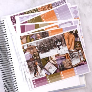 Kit di adesivi settimanali Frozen Comforts per la pianificazione verticale (7x9, B6 A5) / 7 pagine di adesivi funzionali e decorativi per pianificatori, conservazione dei ricordi
