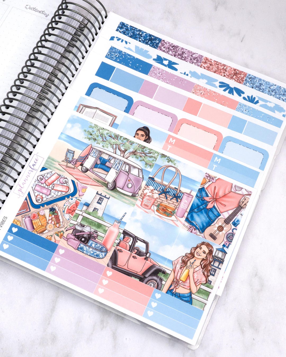 Summer Vibes Weekly Sticker Kit for Vertical Planning (7x9, B6 A5) | 7 ...