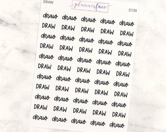 Draw Scripts | Lettering Planner Stickers, Planning Scripts, Mixed Hand Lettered Fonts in Black (S139)