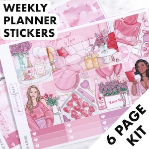 Like A Rose Love Cute Planner Sticker Weekly Kit voor 1,5 inch verticale planners (7x9, B6, A5) Functionele en decoratieve stickers inbegrepen SVK