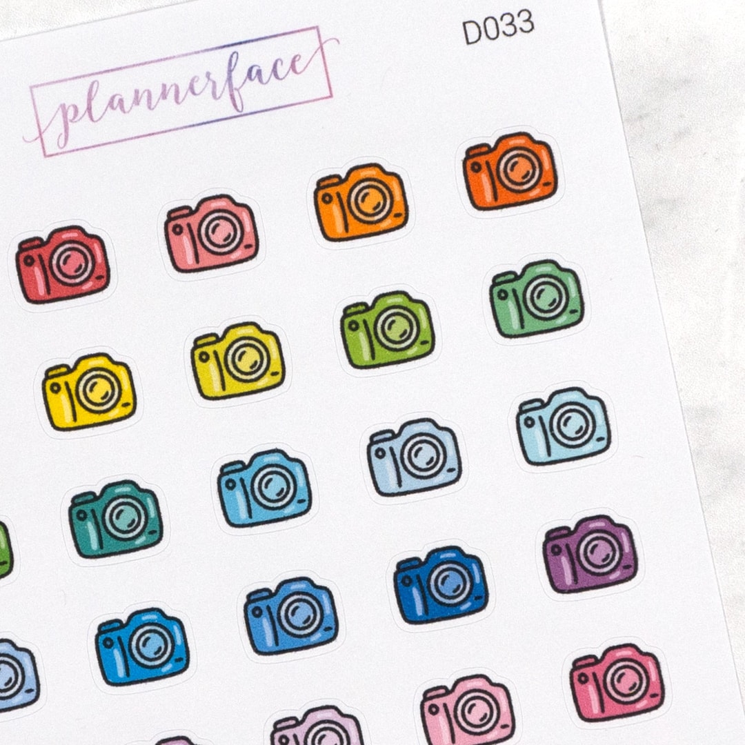 Easy Camera Sticker Camera Planner Stickers | Photography, Video, Filming Mini Doodle Icons ...