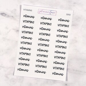 Vitamins Scripts | Lettering Planner Stickers, Planning Scripts, Mixed Hand Lettered Fonts in Black (S092)