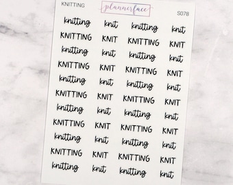 Knitting Scripts | Lettering Planner Stickers, Planning Scripts, Mixed Hand Lettered Fonts in Black (S078)