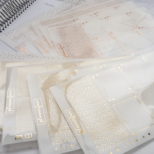 Paquete de pegatinas para planificador de láminas Twinkle Star en plata, oro, oro rosa y lámina holográfica (5 hojas, más de 180 pegatinas)