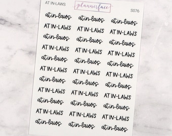 At In-laws Scripts | Lettering Planner Stickers, Planning Scripts, Mixed Hand Lettered Fonts in Black (S076)