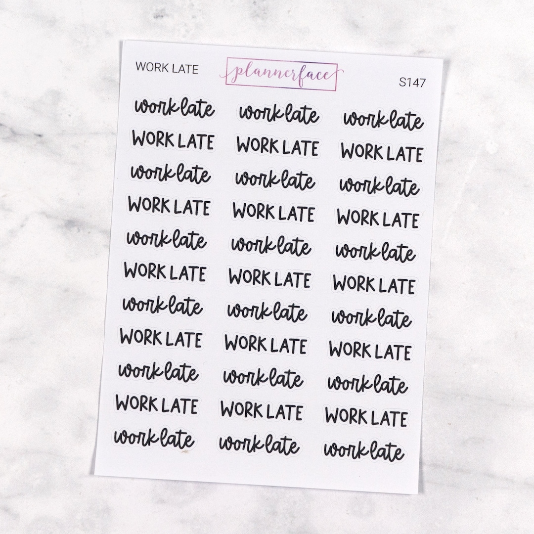 Mixed Hand Script Work Late Scripts | Lettering Planner Stickers, Planning Scripts, Mixed ...