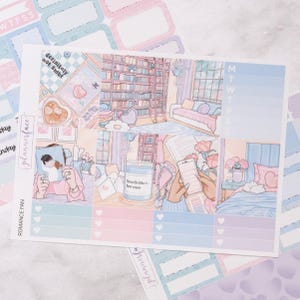 Kit settimanale mini Romance Fan / Adesivi da libro per planner verticali, set decorativo e funzionale da 4+ pagine per la pianificazione o la conservazione dei ricordi
