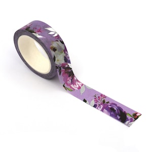 Geloof | Zilver verijdelde paarse bloemen Washi Tape | Plannerface decoratieve tape, schattig briefpapier, planner tape, scrapbooking