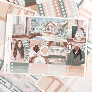 Pink Frost winterplanner sticker weekkit voor 1,5 inch verticale planners (7 x 9, B6, A5) inclusief functionele en decoratieve stickers - SVK