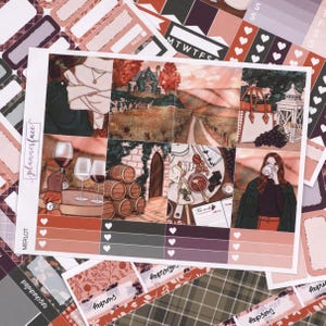 Kit settimanale Merlot Mini / Adesivi autunnali per planner verticali, set decorativo e funzionale da 4 pagine per la pianificazione o la conservazione dei ricordi