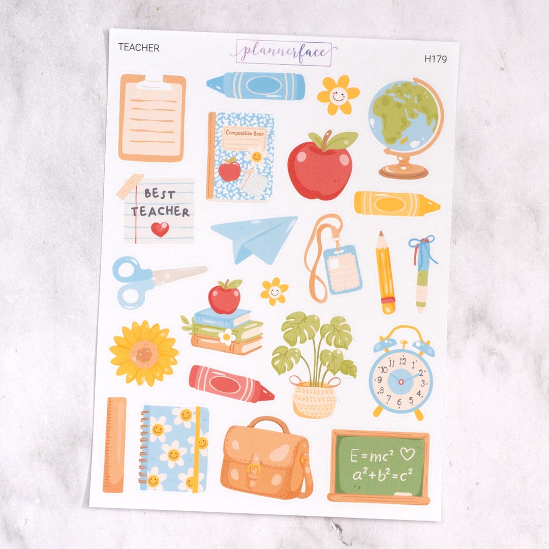 Teacher Journaling Stickers: School Scrapbook Illustrations - Etsy