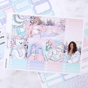 Kit settimanale Snowbound Mini / Adesivi invernali per pianificatori verticali, set decorativo e funzionale da 4 pagine per la pianificazione o la conservazione dei ricordi