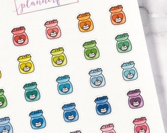 Wax Burner Planner Stickers | Mini Doodle Icons (35 Stickers Per Sheet) Cute & Colourful