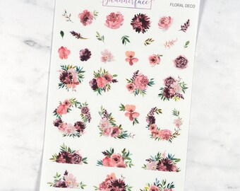 Mauve Floral Deco | Multicolour Layering Decorative Floral Stickers for Vertical Planners (M132)