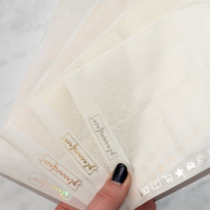 Folie Planner Sticker Confetti Dot Bougie Box Onderlays in zilver, goud, roségoud en holografische folie