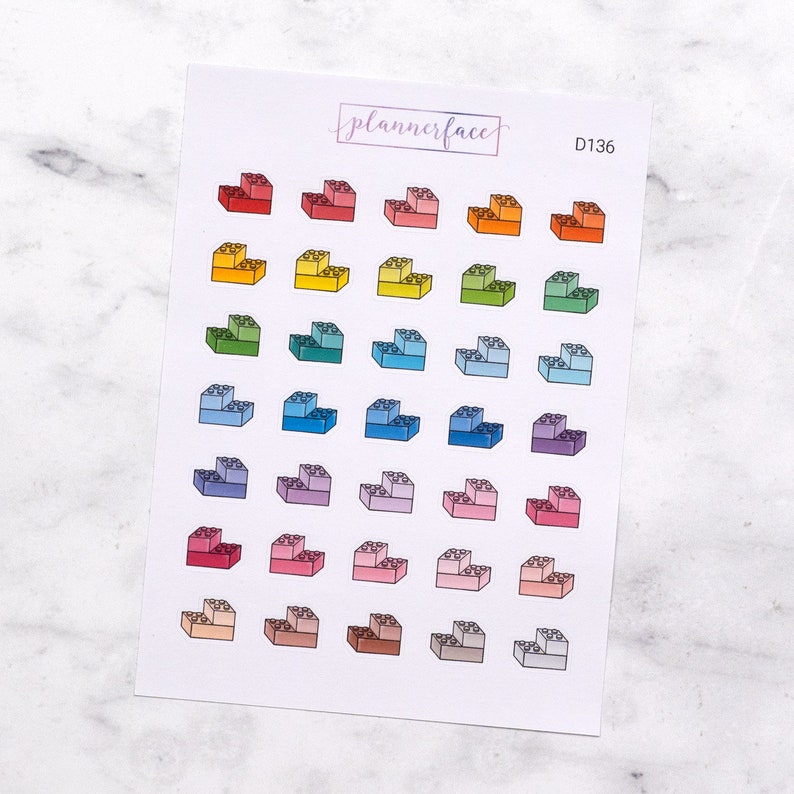 Building Brick Block Planner Stickers | Toy Hobby Mini Doodle Icons (35 ...