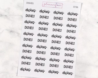 Dishes Scripts | Lettering Planner Stickers, Planning Scripts, Mixed Hand Lettered Fonts in Black (S156)