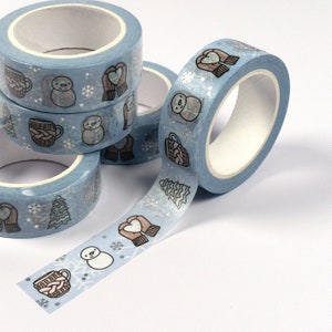 Chilly Winter | Silver Foiled Doodle Washi Tape | Plannerface Decorative Tape, Cute Stationery, Planner Tape, Scrapbooking