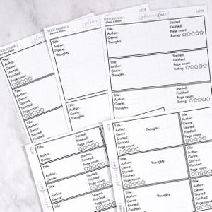 Book Review Box Reading Journalling Stickers | Functional Bullet Journal Stickers for Reading Tracking