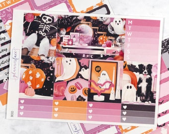 Boo Halloween Spooky Pink Planner Sticker Kit for 1.5 inch vertical planners (B6, A6) Functional & decorative stickers included - MINI