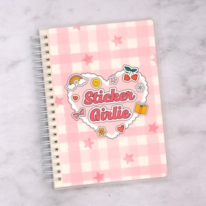 Sticker Girlie Reusable Sticker Album 5&quot; x 7&quot; | Sticker Collecting Book, Sticker Storage, Repositionable Paper, Plannerface