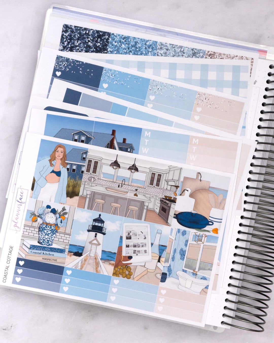 Coastal Cottage Weekly Sticker Kit for Vertical Planning (7x9, B6 A5 ...
