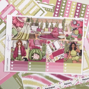 Kit d'autocollants hebdomadaires Desert Summer pour aménagement vertical (7 x 9, B6 A5) | Plus de 6 pages d'autocollants fonctionnels et décoratifs pour agenda, pour garder la mémoire