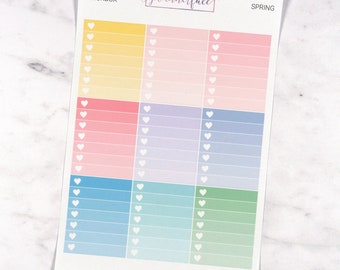 Ombre Heart Checkboxes - Spring | Multicolour Rainbow Functional Stickers for Vertical Planners (M123)